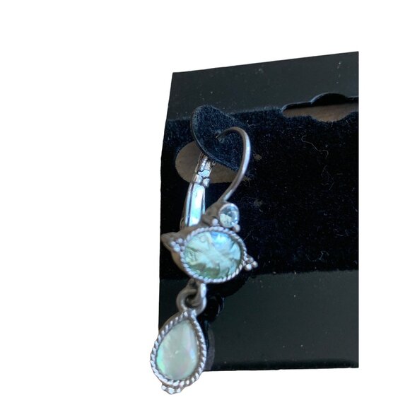 🍒 2/$20 Dangling Multidirectional Oval Earrings with Opalescent and Rhinestones - Picture 1 of 4